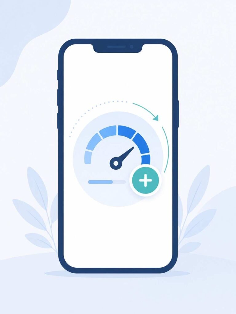 Smartphone showing a data gauge with a refresh icon representing an eSIM plan renewal or top-up