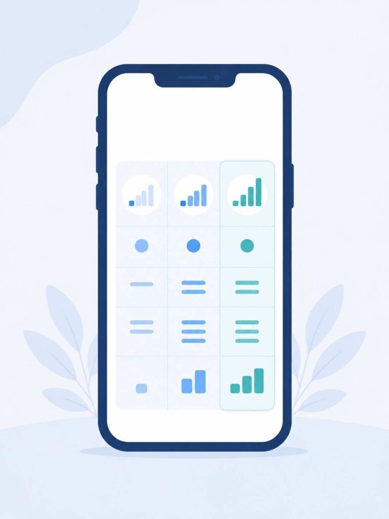 Smartphone displaying an abstract pricing chart representing USA eSIM data plan cost comparison