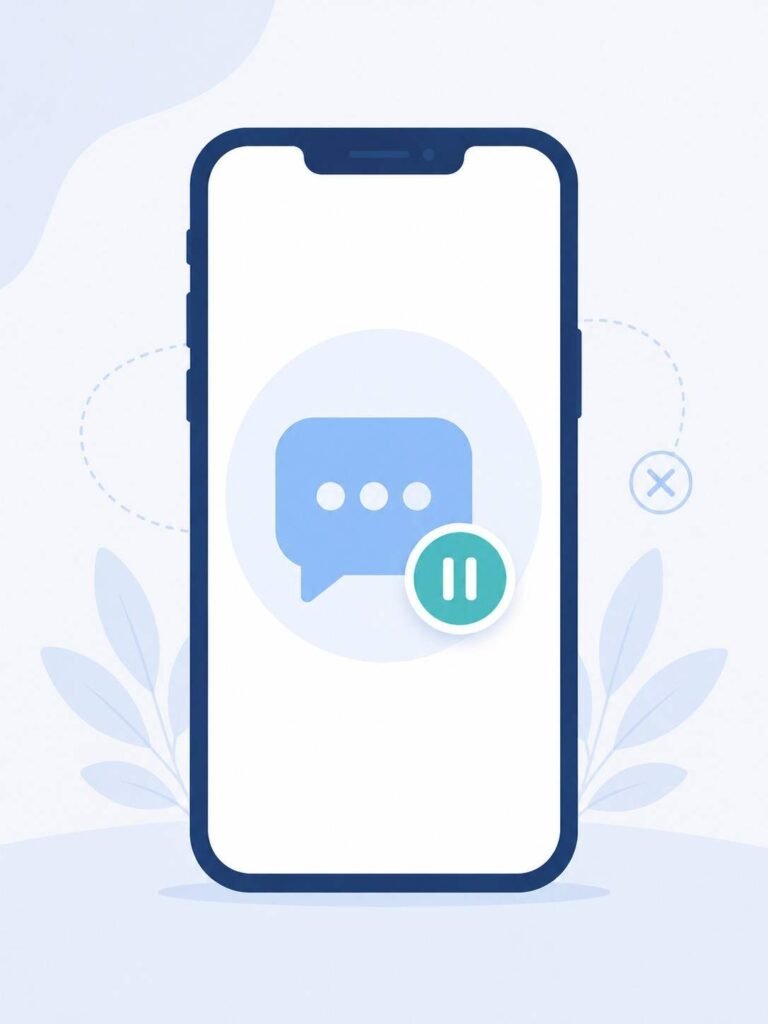 Smartphone showing a paused message bubble icon representing a virtual number that stopped receiving texts